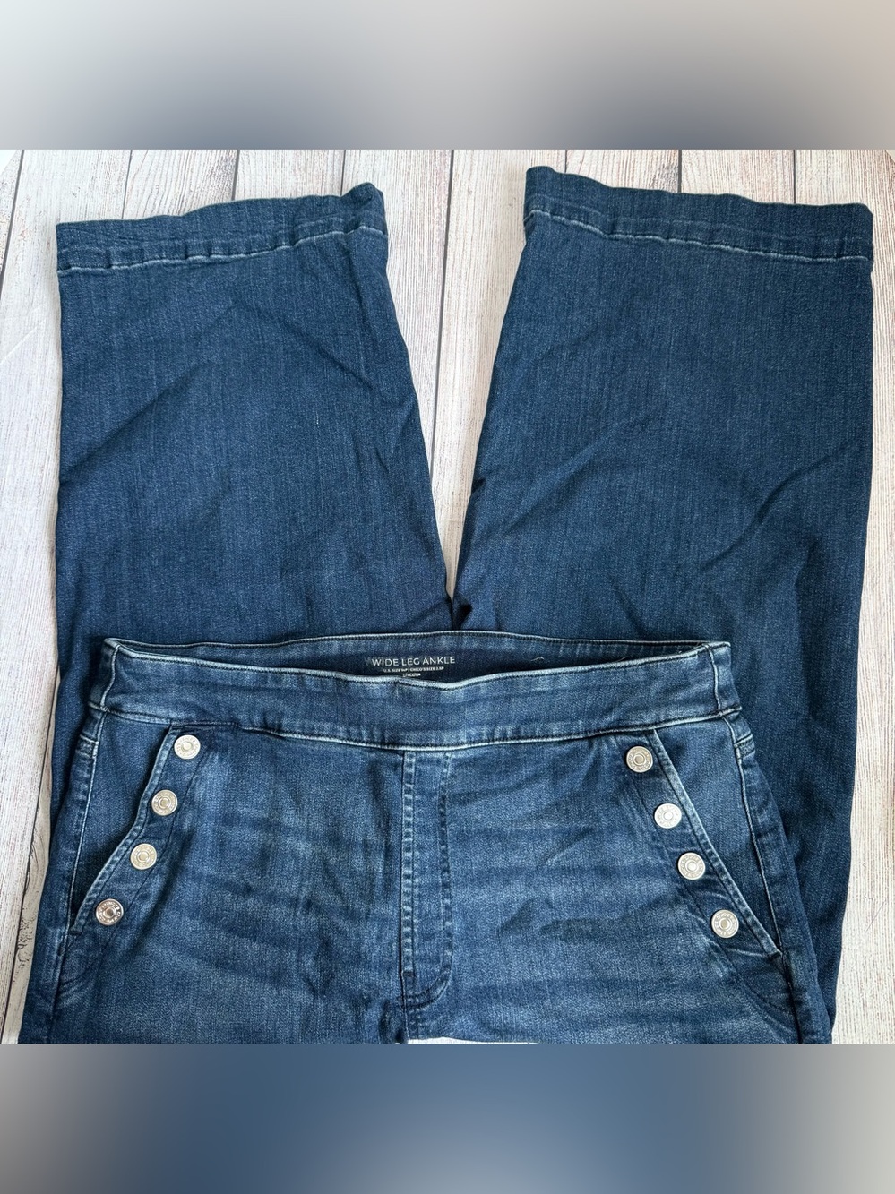 CHICO’S Sailor Style Wide Leg Ankle Jeans 14 Petite
